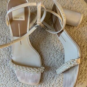 Dolce Vita Ivory Pearl-Adorned Heels